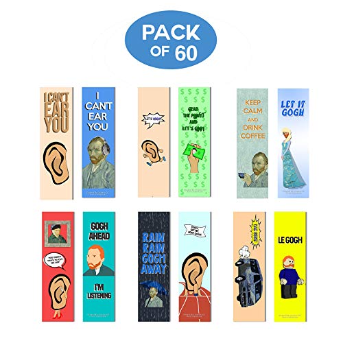 Creanoso Funny Bookmark Series 1 - Vincent Van Gogh Jokes (60-Pack) - Stocking Stuffers Gifts for Men Women Teens Kids