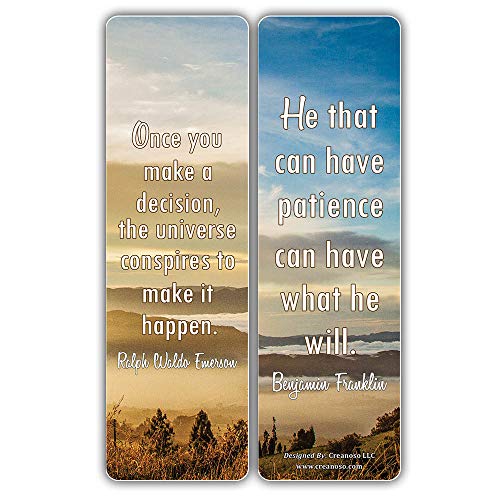 Creanoso Strong Determination Life Quotes Sayings Bookmark Cards (30-Pack) Ã¢â‚¬â€œ Premium Gifts Bookmarks for Bookworm Ã¢â‚¬â€œ Stocking Stuffers for Men & Women, Teens, Adults