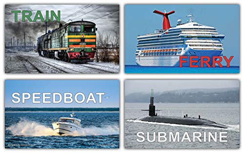 Creanoso Basic Transportation Vehicles Learning Flash Cards (60-Pack) â€“ Assorted Informational Language Mini Card Gift Set for Kids â€“ Unique Classroom Supplies â€“ Teacher Gifts â€“ DIY Kit