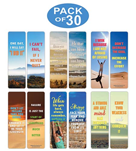 Creanoso Strong Determination Life Quotes Sayings Bookmark Cards (30-Pack) Ã¢â‚¬â€œ Premium Gifts Bookmarks for Bookworm Ã¢â‚¬â€œ Stocking Stuffers for Men & Women, Teens, Adults