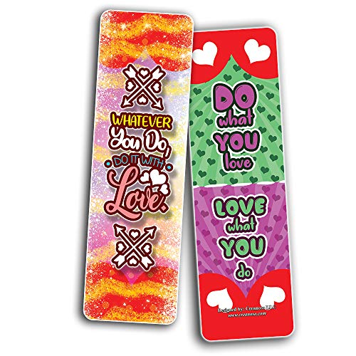 Creanoso Love Bookmarks (30-Pack) - Love Quotes Reading for Bookworms and Bibliophiles - Stocking Stuffers Gift Ideas for Boys and Girls