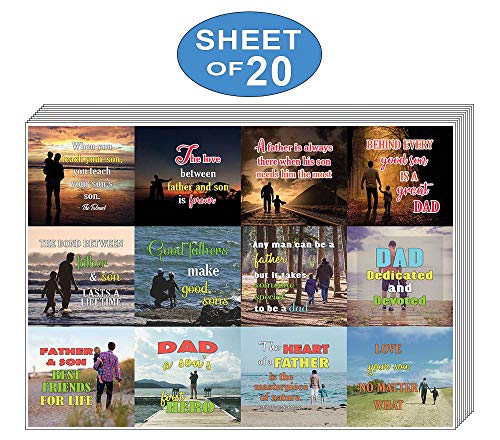 Creanoso Inspiring Sayings Father and Son Quote Stickers (20-Sheet) â€“ Unique Wall Art DÃ©cor Sayings Gift Stickers â€“ Awesome Stocking Stuffers Gifts for Father & Son, Dads, Daddies â€“ DIY Decal Set
