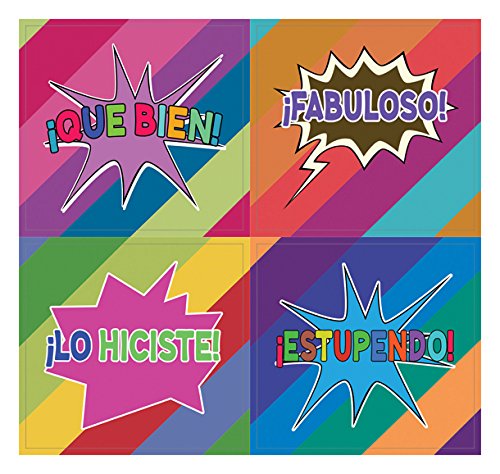 Creanoso Spanish Motivational Rewards Stickers (10-Sheet) â€“ Total 120 pcs (10 X 12pcs) Individual Small Size 2.1 x 2. Inches , Unique Designs DIY Decoration Art Decal for Children