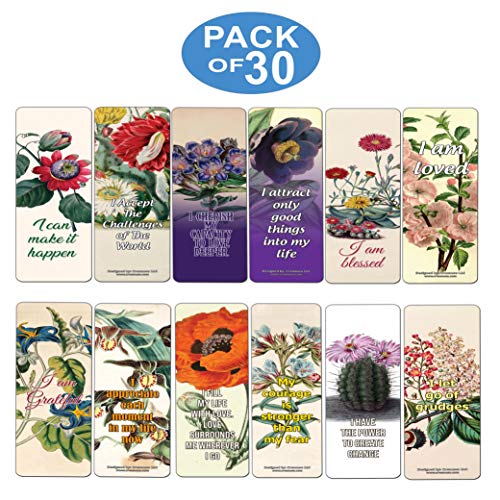 Creanoso Floral Positive Affirmation Sayings Bookmarks (30-Pack) Ã¢â‚¬â€œ Stocking Stuffers Gift for Women, Ladies, Girls Ã¢â‚¬â€œ Awesome Bookmark Collection Ã¢â‚¬â€œ Book Reading Rewards Incentives Ã¢â‚¬â€œ Page Binder