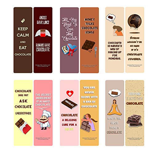 Creanoso Chocolate Lovers Quotes Bookmarks (30-Pack) - Classroom and School Reward Incentives - Gift Ideas for Boys & Girls, Teens