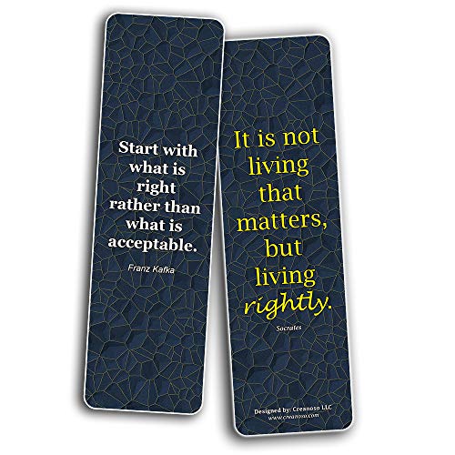 Creanoso Great Quotes to Ponder About Courage Change Wisdom Bookmarks (30-Pack) Ã¢â‚¬â€œ Stocking Stuffers Gift for Men & Women, Teens - Rewards Gifts Ã¢â‚¬â€œ Awesome Bookmark Collection for Bookworms