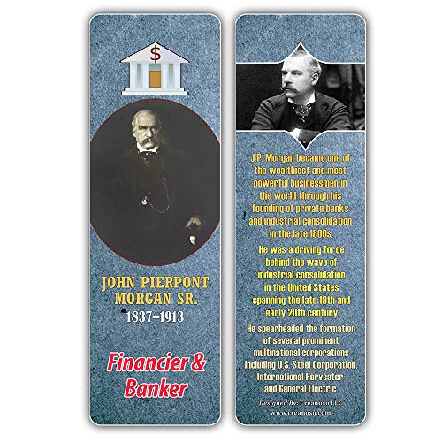 Creanoso Historical Fact American Famous Industrialists Bookmark Cards (30-Pack) Ã¢â‚¬â€œ Learning Reading Bookmarks Collection Set Ã¢â‚¬â€œ Stocking Stuffers for Boys, Girls, Kids Ã¢â‚¬â€œ Classroom Incentives