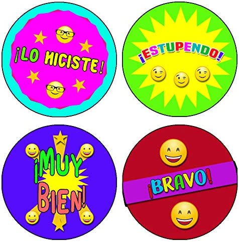 Creanoso Spanish Smiley Reward Stickers (20-Sheet) - Unique Sticky Note Cards Ã¢â‚¬â€œ Premium Gifts for Boys and Girls Ã¢â‚¬â€œ Incentive Reward Ideas Ã¢â‚¬â€œ Team Leadership Rewards Ã¢â‚¬â€œ Wall Decor