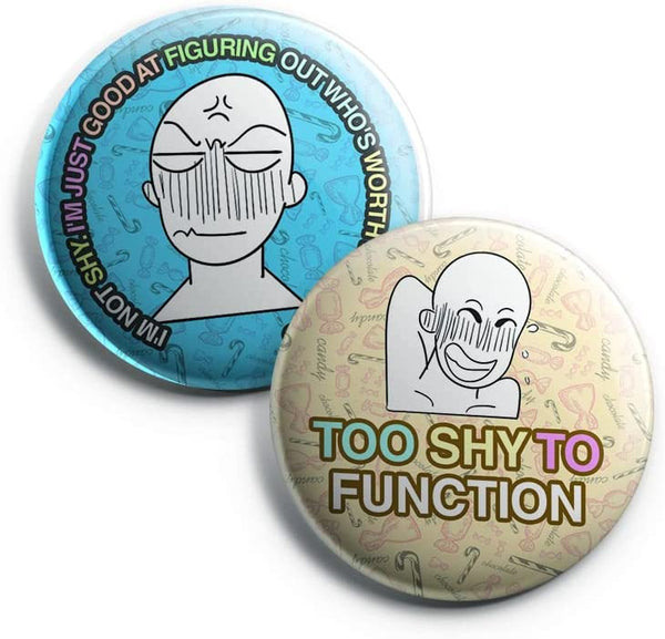 Creanoso Funny Shy Button Pins (1-Set X 10 Buttons) - Stocking Stuffers Premium Quality Gift Ideas for Children, Teens, & Adults - Corporate Giveaways & Party Favors