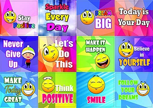 Creanoso Positive Sayings Emoji Stickers (10-Sheet) â€“ Total 120 pcs (10 X 12pcs) Individual Small Size 2.1 x 2. Inches , Waterproof, Unique Personalized Themes Designs, Any Flat Surface DIY Decoration Art Decal for Boys & Girls, Children, Teens