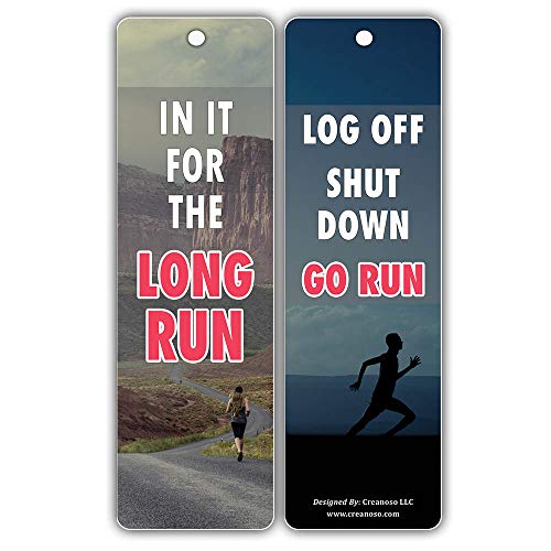 Creanoso Inspiring Running Inspirational Sayings Bookmark Cards (30-Pack) Ã¢â‚¬â€œ Gifts for Adult Runners, Joggers, Athletes, Sprinters Cross Country Marathon Ultramarathon Stocking Stuffers for Men & Women