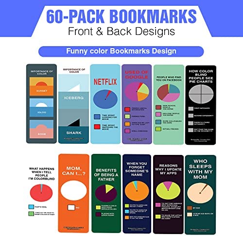 Creanoso Funny color Bookmarks (10-Sets X 6 Cards)â€“ Daily Inspirational Card Set â€“ Interesting Book Page Clippers â€“ Great Gifts for Kids and Teens