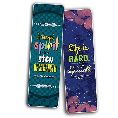 Creanoso Positive Vibe Quotes Inspirational Sayings Bookmark Cards (30-Pack) Ã¢â‚¬â€œ Premium Gifts Bookmarks for Bookworm Ã¢â‚¬â€œ Stocking Stuffers for Men & Women, Teens, Adults