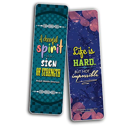 Creanoso Cheerful Quotes Motivational Bookmarks (30-Pack) - Positive Motivational Self Help Bookmarker Card - Best Encouragement Set