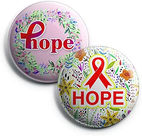 Hope Ribbon Pin Back Buttons Pins (1-Set X 10 Buttons)