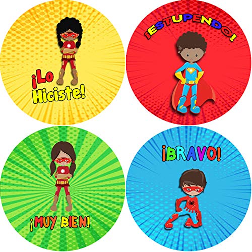 Creanoso Spanish Superhero Reward Stickers (20-Sheet) - Premium Gifts Ideas for Birthdays, Graduation, Christmas - Perfect for Men, Women, Teens, Kids â€“ Incentive Reward Ideas