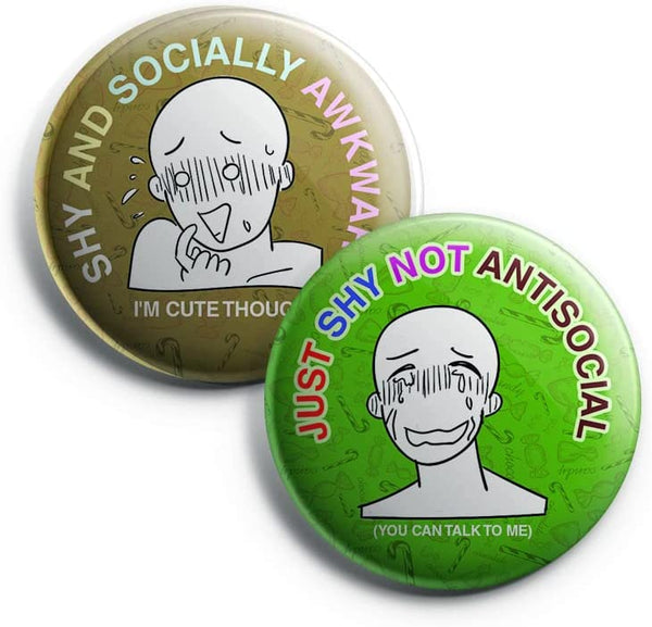 Creanoso Funny Shy Button Pins (1-Set X 10 Buttons) - Stocking Stuffers Premium Quality Gift Ideas for Children, Teens, & Adults - Corporate Giveaways & Party Favors