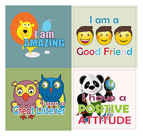 Creanoso Positive Words Sayings for Kids Stickers (20 Sheets) - Inspiring Word Art Decal Surface Stickers â€“ Great Sticker Gifts for Boys, Girls, Kids, Teens â€“ Affirmative Words Sticky Cards Pack