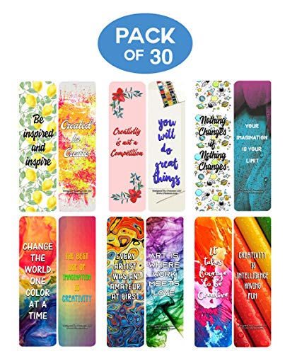 Creanoso Inspiring quotes for artists Bookmarks (30-Pack) - Great Stocking Stuffers Gifts for Men, Women, Adult, Teens, Book Reading Lovers, Bookworms