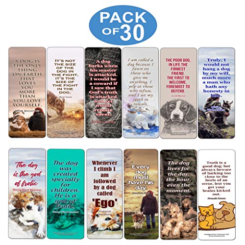 Creanoso Inspirational Dog Quotes Bookmarks (30-Pack) Ã¢â‚¬â€œ Stocking Stuffers Gift for Men & Women, Teens - Rewards Gifts Ã¢â‚¬â€œ Awesome Bookmark Collection for Dog Lovers Ã¢â‚¬â€œ Bulk Set Pack