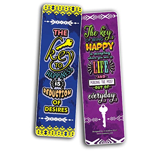 Creanoso The Key of Being Happy Bookmarks (30-Pack)Ã¢â‚¬â€œ Stocking Stuffers Gift for Boys & Girls, Teens Ã¢â‚¬â€œ Book Reading Rewards Gifts Incentive Ã¢â‚¬â€œ Great Giveaways for Children Ã¢â‚¬â€œ Page Clippers