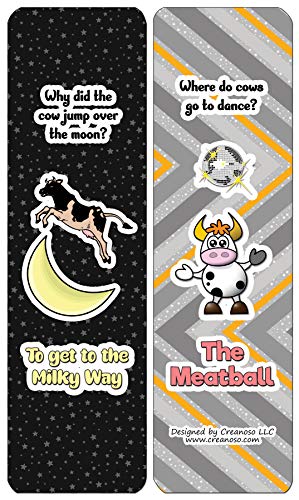 Creanoso Humorous Cow Jokes Bookmarks (30-Pack) - Classroom Reward Incentives for Students and Children - Stocking Stuffers Party Favors & Giveaways for Teens & Adults