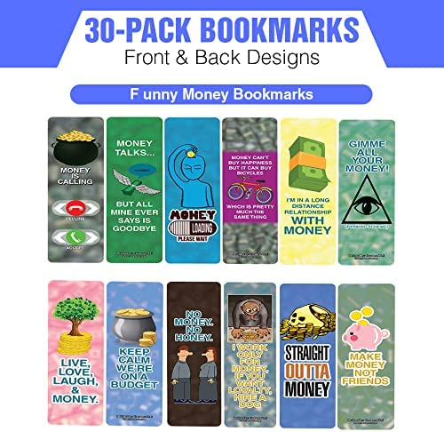 Creanoso Funny Money Bookmarks (5-Sets X 6 Cards) â€“ Daily Inspirational Card Set â€“ Interesting Book Page Clippers â€“ Great Gifts for Adults and Teens