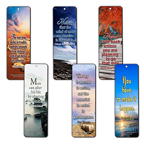 Creanoso Motivational Bookmarks (60-Pack) - Best Inspirational and Motivational Sayings Bookmarkers ÃƒÂ¢Ã¢â€šÂ¬Ã¢â‚¬Å“ Great Stocking Stuffer Gifts for Inspiring Book Lovers, Bookworms, Bibliophiles