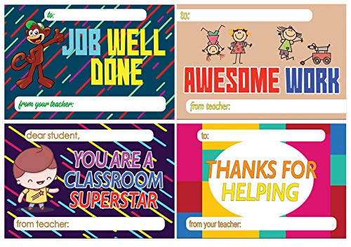 Creanoso Good Job Students Positive Postcards (60-Pack) â€“ Assorted Card Stock Bulk Set â€“ Premium Quality Appreciation Greeting Cards Stock â€“ Stocking Stuffers Gift for Teachers, Educators, Students