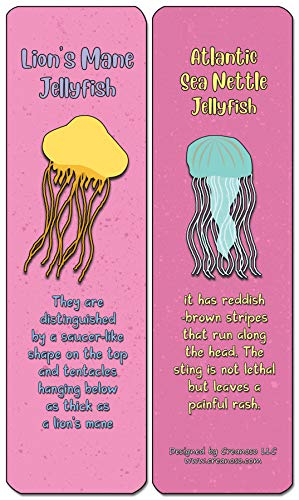 Creanoso Jellyfish Bookmark Cards (60-Pack) - Premium Quality Gift Ideas for Children, Teens, & Adults for All Occasions - Stocking Stuffers Party Favor & Giveaways