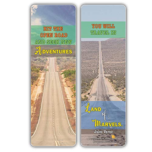 Creanoso Travel Land Sayings Road Trip Bookmarks (30-Pack) Ã¢â‚¬â€œ Great Travel Giveaways for Travelers, Adventurers, Explorers - Stocking Stuffers Gift for Men, Women, Adult, Teens Ã¢â‚¬â€œ Road Trip Adventures