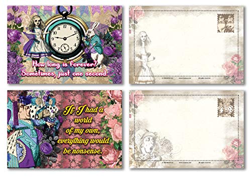 Creanoso Alice in Wonderland Postcards Series 2 (12-Pack) - Bulks Assorted Pack â€“ Cool Giveaways for Students and Kids â€“ Back to School Days Gift Tokens