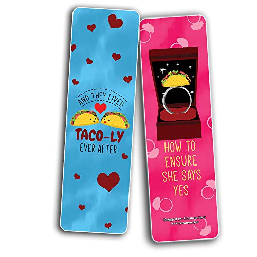 Funny Tacos Puns Jokes Bookmarks (30-Pack) - Six Assorted Quality Bookmarker Cards Set Ã¢â‚¬â€œ Premium Gift Token Giveaways for Boys & Girls, Men, Women, Adults Ã¢â‚¬â€œ Cool Book Page Clippers