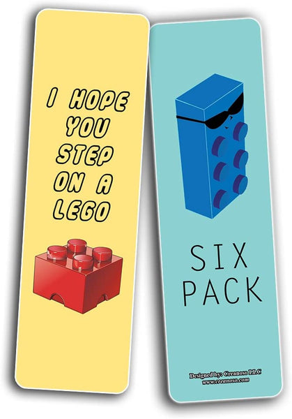 Creanoso Funny LEGO Bookmarks (10-Sets X 6 Cards)â€“ Daily Inspirational Card Set â€“ Interesting Book Page Clippers â€“ Great Gifts for Kids and Teens