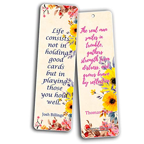 Creanoso Floral Inspirational Motivational Quote Bookmarks (30-Pack) Ã¢â‚¬â€œ Powerful Lady Sayings About Character Ã¢â‚¬â€œ Stocking Stuffers Gift for Women, Ladies, Girls, Wife