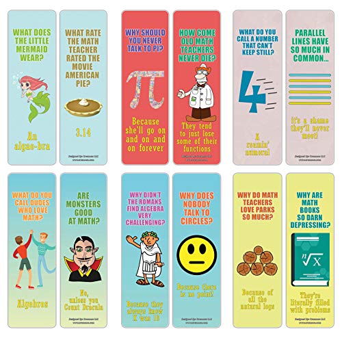 Creanoso Funny Jokes Puns Math Bookmarks (30-Pack) Ã¢â‚¬â€œ Stocking Stuffers Gift for Math Teachers, Students, Men & Women, Teens, Professionals Ã¢â‚¬â€œ Math Class Rewards Ã¢â‚¬â€œ Teaching Incentives Ã¢â‚¬â€œ Book Clip