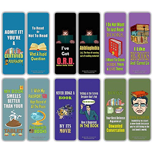 Inspiring Hilarious Literary Bookmarks (30-Pack) Ã¢â‚¬â€œ Funny Book Reading Learning Pack - Excellent Party Favors Teacher Classroom Reading Rewards and Incentive Gifts for Book Lovers
