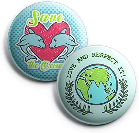 Protect Our Environment Pin Back Buttons - Save Our Ocean Sea Life (10 Pack)