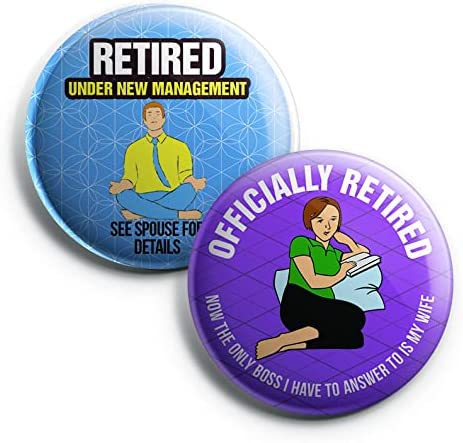 Creanoso Funny Retired Pinback Buttons (1-Set X 10 Buttons) - Stocking Stuffers Premium Quality Gift Ideas for Children, Teens, & Adults - Corporate Giveaways & Party Favors