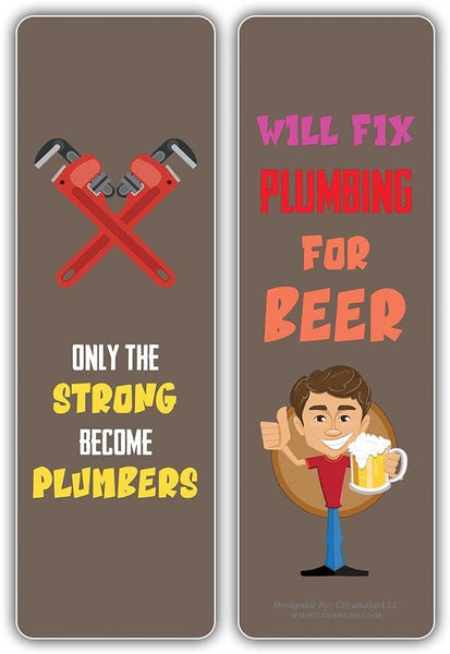 Creanoso I am a Plumber Bookmarks (2-Sets X 6 Cards) â€“ Daily Inspirational Card Set â€“ Interesting Book Page Clippers â€“ Great Gifts for Adults and Teens