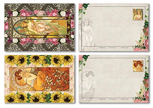 Creanoso Inspiring Alphonse Mucha Art Nouveau Postcards (36-Pack) â€“ Motivational Art Drawing Travel Cards Stocking Stuffers Gifts for Art Lovers, Artists, Men, Women, Teens â€“ Stocking Stuffers Pack