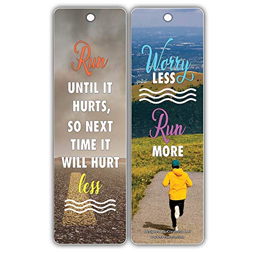Creanoso Inspiring Running Inspirational Sayings Bookmark Cards (30-Pack) Ã¢â‚¬â€œ Gifts for Adult Runners, Joggers, Athletes, Sprinters Cross Country Marathon Ultramarathon Stocking Stuffers for Men & Women