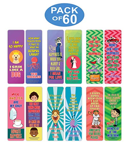 Creanoso Funny One Liners Jokes Happiness Bookmarks Series 2 (60-Pack) ÃƒÂ¢Ã¢â€šÂ¬Ã¢â‚¬Å“ Unique Stocking Stuffers Gifts for Men, Women, Unisex Adults ÃƒÂ¢Ã¢â€šÂ¬Ã¢â‚¬Å“ Cool Book Page Clippers Collection Set ÃƒÂ¢Ã¢â€šÂ¬Ã¢â‚¬Å“ Awesome Giveaways