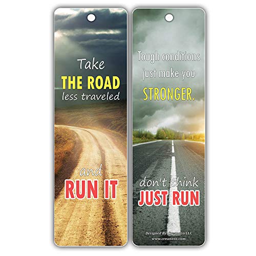 Creanoso Inspiring Running Inspirational Sayings Bookmark Cards (30-Pack) Ã¢â‚¬â€œ Gifts for Adult Runners, Joggers, Athletes, Sprinters Cross Country Marathon Ultramarathon Stocking Stuffers for Men & Women
