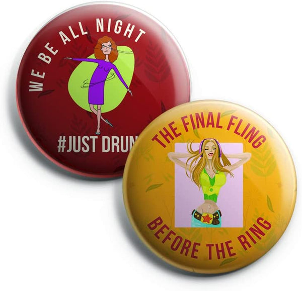 Creanoso Funny Bridal Shower Button Pins (1-Set X 10 Buttons) - Stocking Stuffers Premium Quality Gift Ideas for Children, Teens, & Adults - Corporate Giveaways & Party Favors