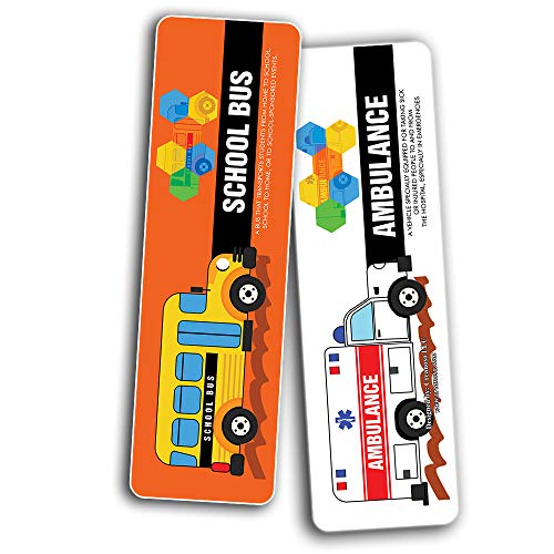 Transportation Vocabolary Bookmarks (30-Pack)-Stocking Stuffers Premium Quality Gift Ideas for Children, Teens, Adults - Corporate Giveaways & Party Favors