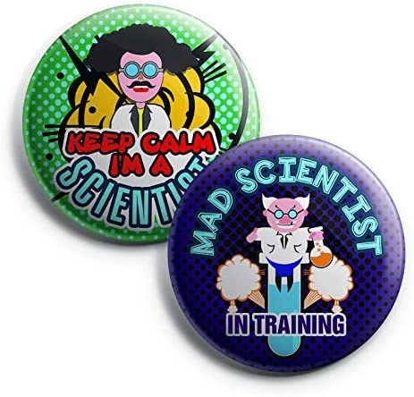 Mad Scientist Pinback Buttons (6-Pack) ÃƒÂ¢Ã¢â€šÂ¬Ã¢â‚¬Å“ Unique Button Pins for Men Women Teens Employees Professionals ÃƒÂ¢Ã¢â€šÂ¬Ã¢â‚¬Å“ Cool Fashion Accessories