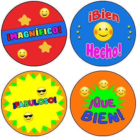 Creanoso Spanish Smiley Reward Stickers (20-Sheet) - Unique Sticky Note Cards Ã¢â‚¬â€œ Premium Gifts for Boys and Girls Ã¢â‚¬â€œ Incentive Reward Ideas Ã¢â‚¬â€œ Team Leadership Rewards Ã¢â‚¬â€œ Wall Decor