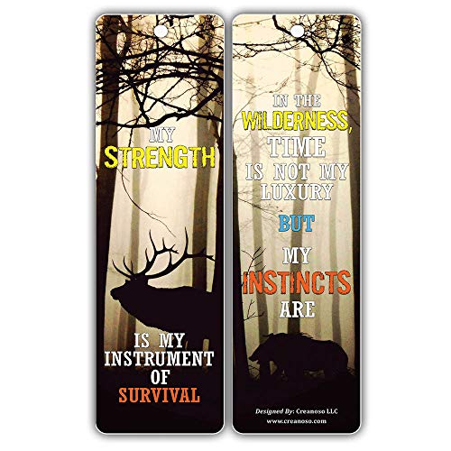 Creanoso Survival Inspiring Words Nature Bookmarks (60-Pack) ÃƒÂ¢Ã¢â€šÂ¬Ã¢â‚¬Å“ Six Assorted Quality Bookmark Cards Bulk Set ÃƒÂ¢Ã¢â€šÂ¬Ã¢â‚¬Å“ Premium Gift for Survivalist, Climbers, Outdoorsman, Trekkers
