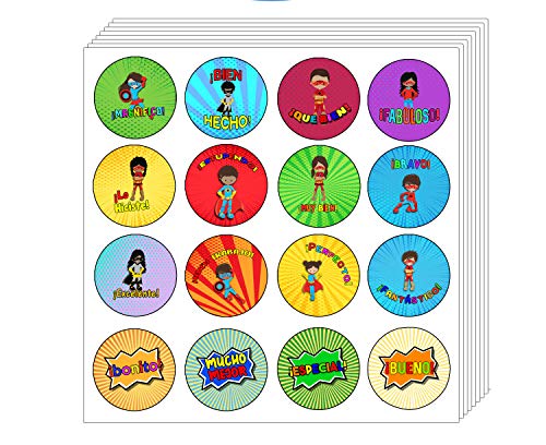Creanoso Spanish Superhero Reward Stickers (20-Sheet) - Premium Gifts Ideas for Birthdays, Graduation, Christmas - Perfect for Men, Women, Teens, Kids â€“ Incentive Reward Ideas
